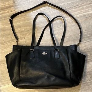 Coach Black Leather Oversized 22” Tote Bag